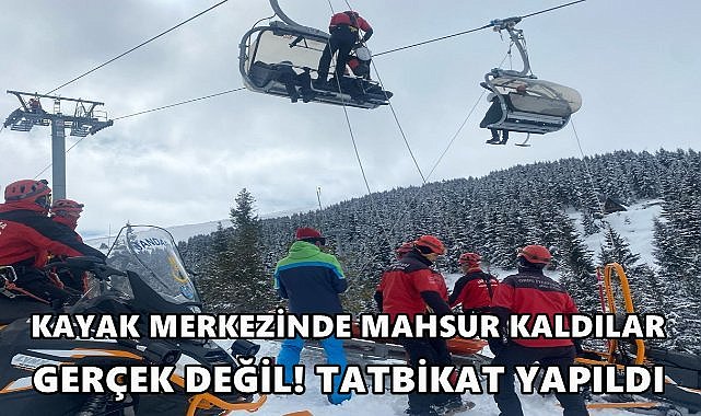 Çambaşı Kayak Merkezi&#039;nde Tatbikat; Kabinlerde Mahsur Kalanlar Kurtarıldı