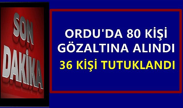 Ordu&#039;da Jandarma ve Polisten Operasyon; 80 Kişi Gözaltına Alındı