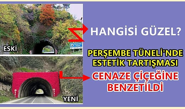 Ordu Perşembe Tüneli&#039;nde Estetik Tartışması; Kırmızı Yapay Çiçekler Tepki Çekti!