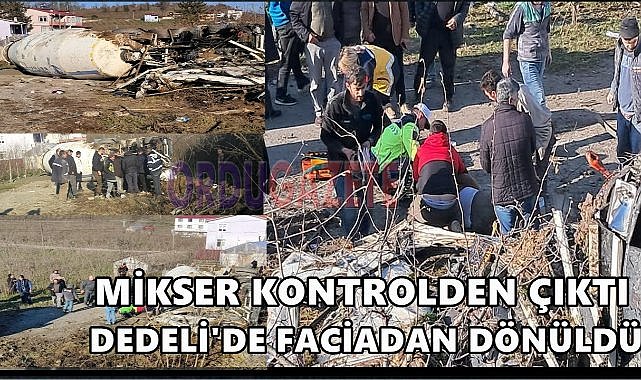 Ordu Ulubey Yolunda Beton Mikseri Kontrolden Çıktı ; Sürücü Ağır Yaralandı