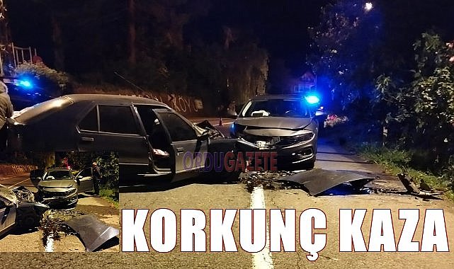 Ordu'da Gece Meydana Gelen Kazada İki Otomobil Kafa Kafaya Çarpıştı