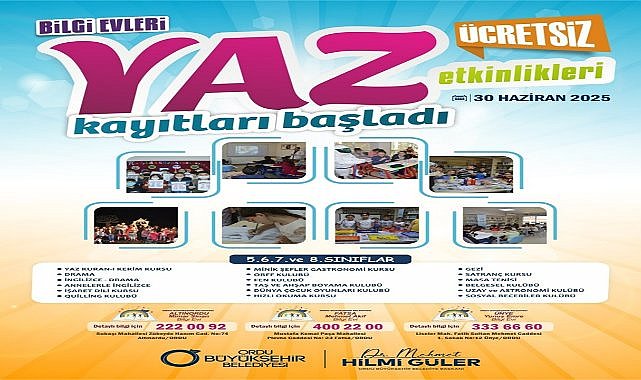 Ordu’da Bilgi Evlerinde Yaz Etkinlikleri Başlıyor! Ücretsiz Kurslar 30 Haziran’da