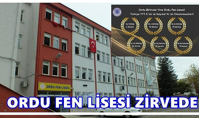 Ordu Fen Lisesi Türkiye Derecesiyle Yine Zirvede;TYT Türkiye 3.sü ve Sayısalda 14.lük Ordu’dan!