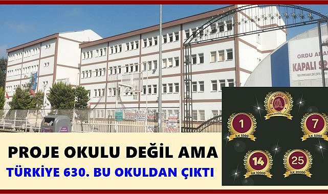 Proje Okulu Değil Ama Türkiye 630.’su Bu Okuldan Çıktı; Ordu Anadolu Lisesi YKS’de Zirvede