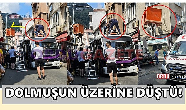 Ordu&#039;da İlginç Kaza: Bom Aracından Dolmuşa Düşen Görevli Yaralandı