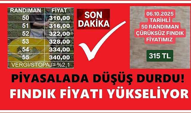 Fındık Fiyat 6 Ekim 2025 Pazartesi