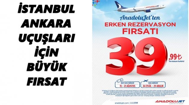 ANADOLU JET 39 LİRAYA UÇURACAK