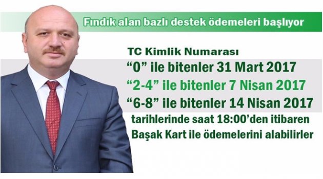 DESTEK ÖDEMELERİ BAŞLIYOR