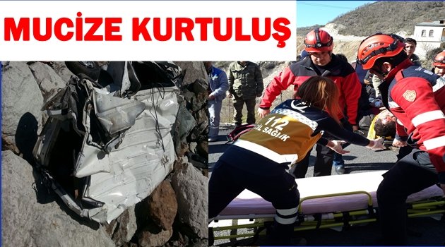 HURDAYA DÖNEN ARAÇTAN SAĞ ÇIKTI