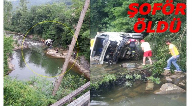 KAMYON TURNASUYU IRMAĞINA UÇTU