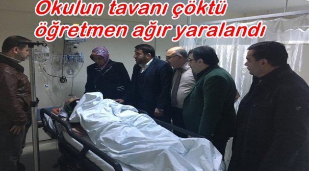 OKULUN TAVANI ÖĞRETMENİN KAFASINA DÜŞTÜ