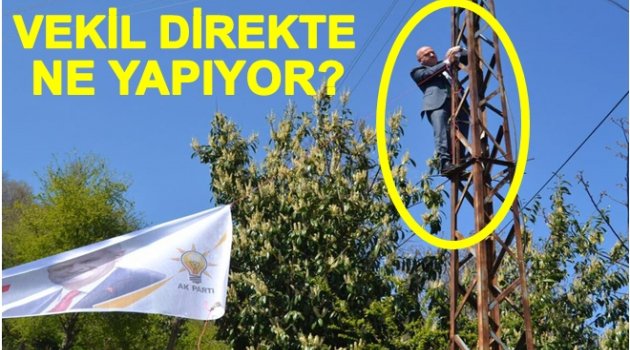 VEKİL ELEKTRİK DİREĞİNE ÇIKTI
