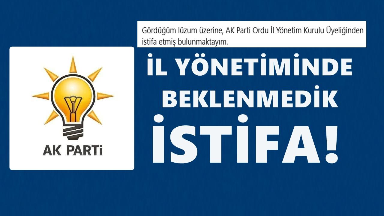 AK Parti Ordu İl Yönetiminde Beklenmedik İstifa