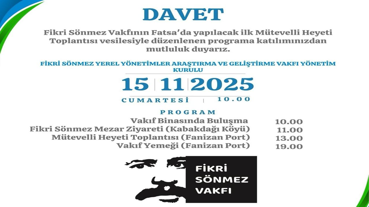 Fikri Sönmez Vakfı Kuruldu: Kurucular Arasında Önemli İsimler Yer Alıyor