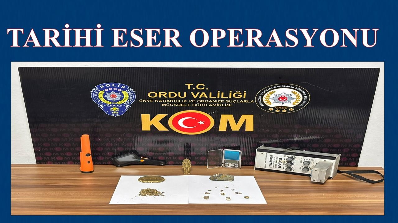 Ünye’de tarihi eser operasyonu: Eritilmiş altın ve dedektörler ele geçirildi
