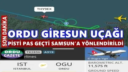 Ordu-Giresun Uçağı Rüzgara Takıldı, Samsun’a Yönlendirildi