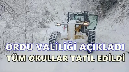 Ordu Valiliği Az Önce Açıkladı: 19 İlçede Tüm Okullar Tatil Edildi