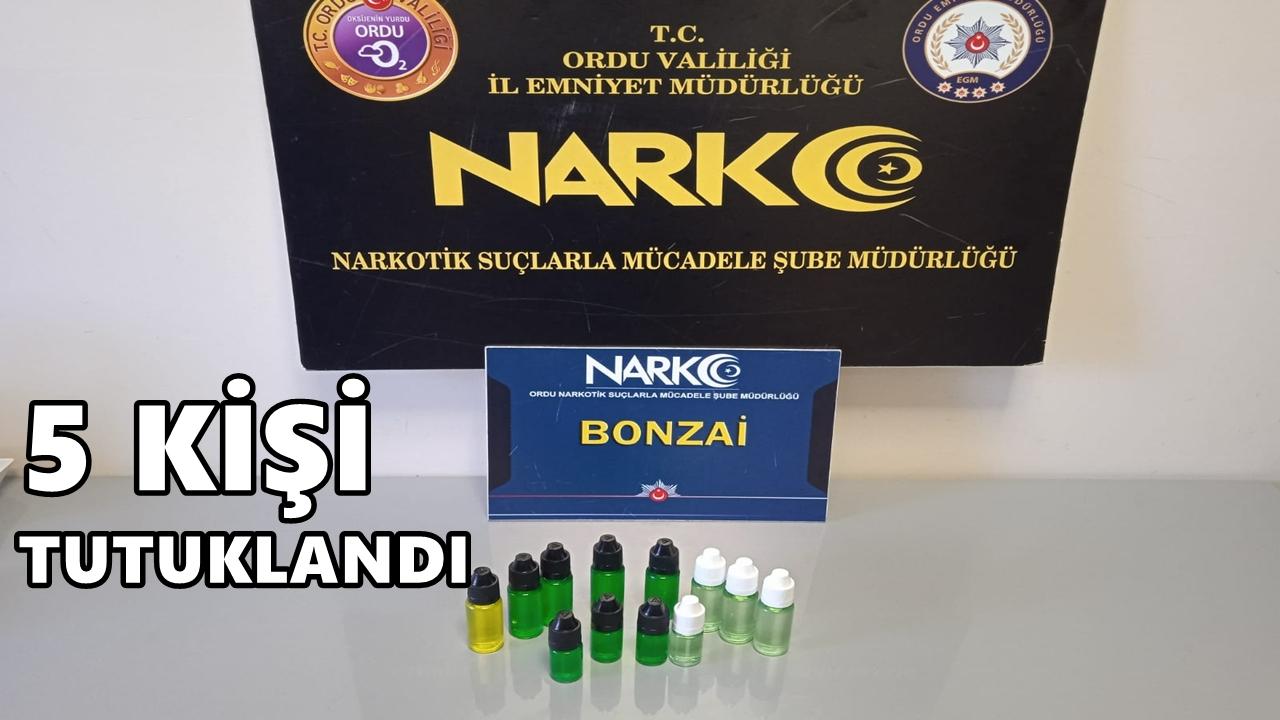 Ordu’da Uyuşturucu Operasyonları: 5 Şüpheli Tutuklandı