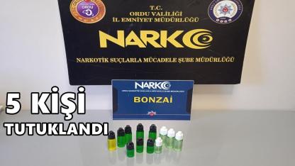 Ordu’da Uyuşturucu Operasyonları: 5 Şüpheli Tutuklandı