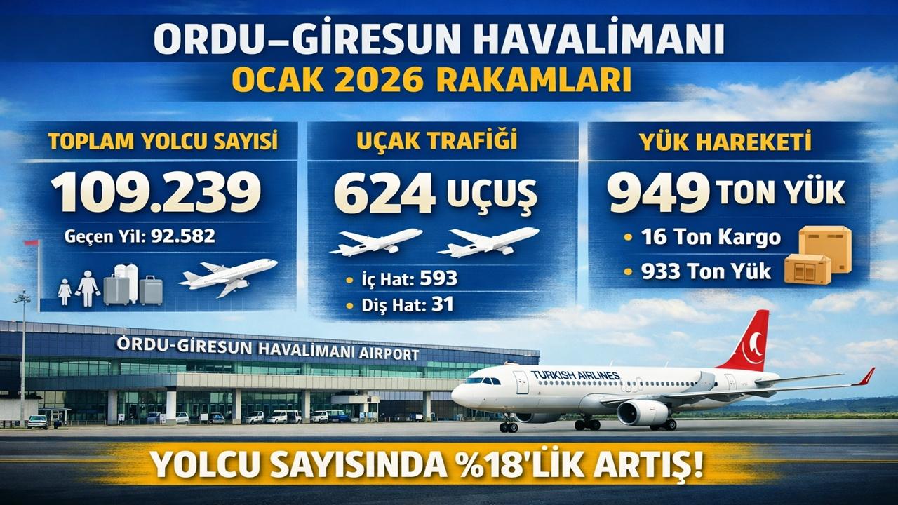 Ordu-Giresun Havalimanı Ocak Ayında Yolcu Sayısını Artırdı