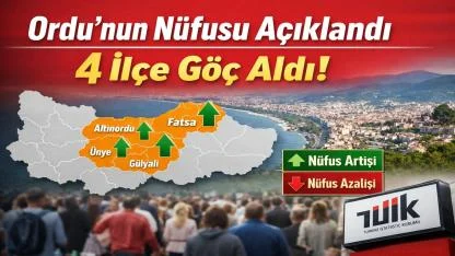 Ordu’nun Nüfusu 768 Bin 87 Oldu: 4 İlçe Göç Aldı