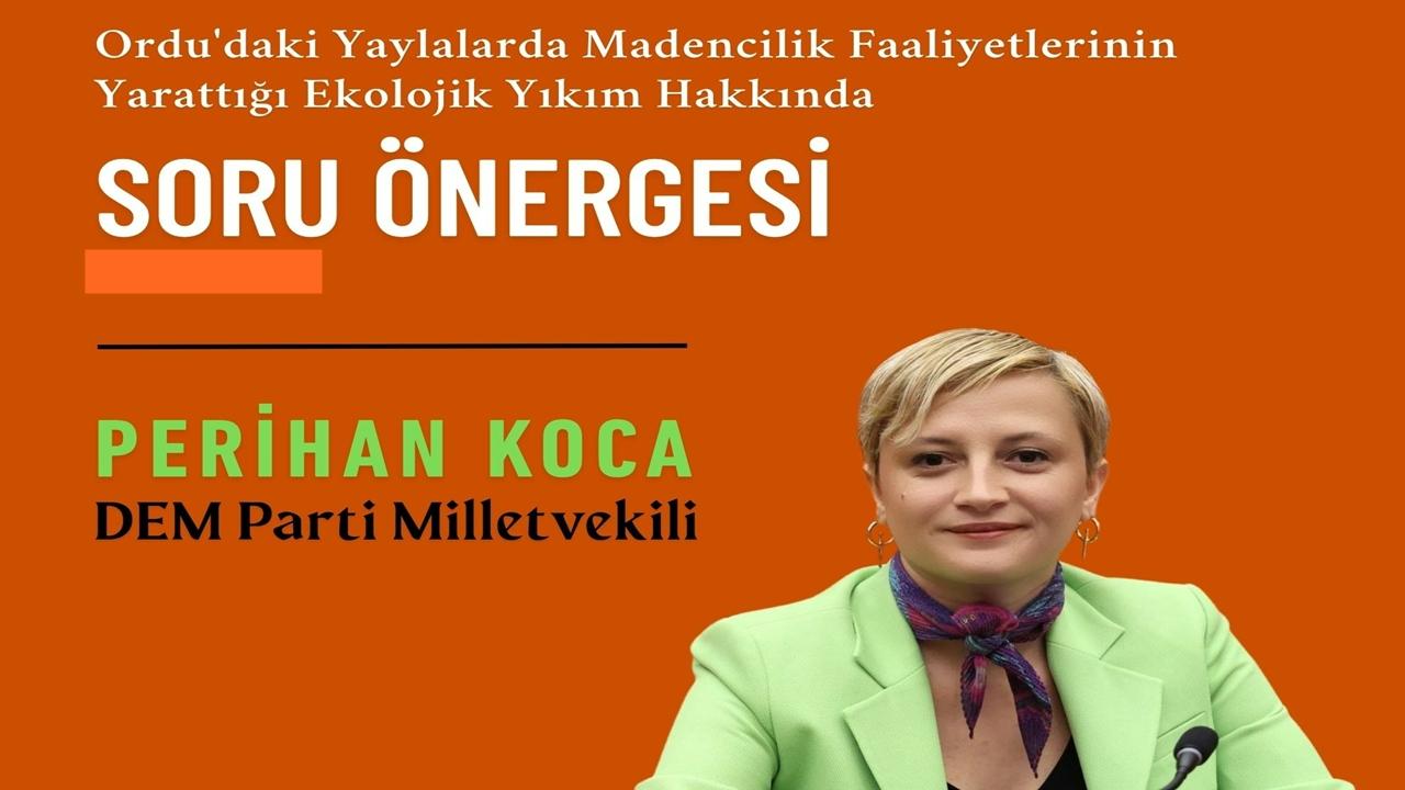 Mersin Milletvekili Perihan Koca, Perşembe Yaylası’ndaki maden sondajını Meclis gündemine taşıdı