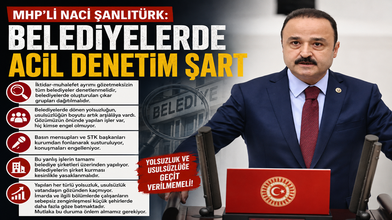 MHP’li Naci Şanlıtürk: Belediyelerde Acil Denetim Şart