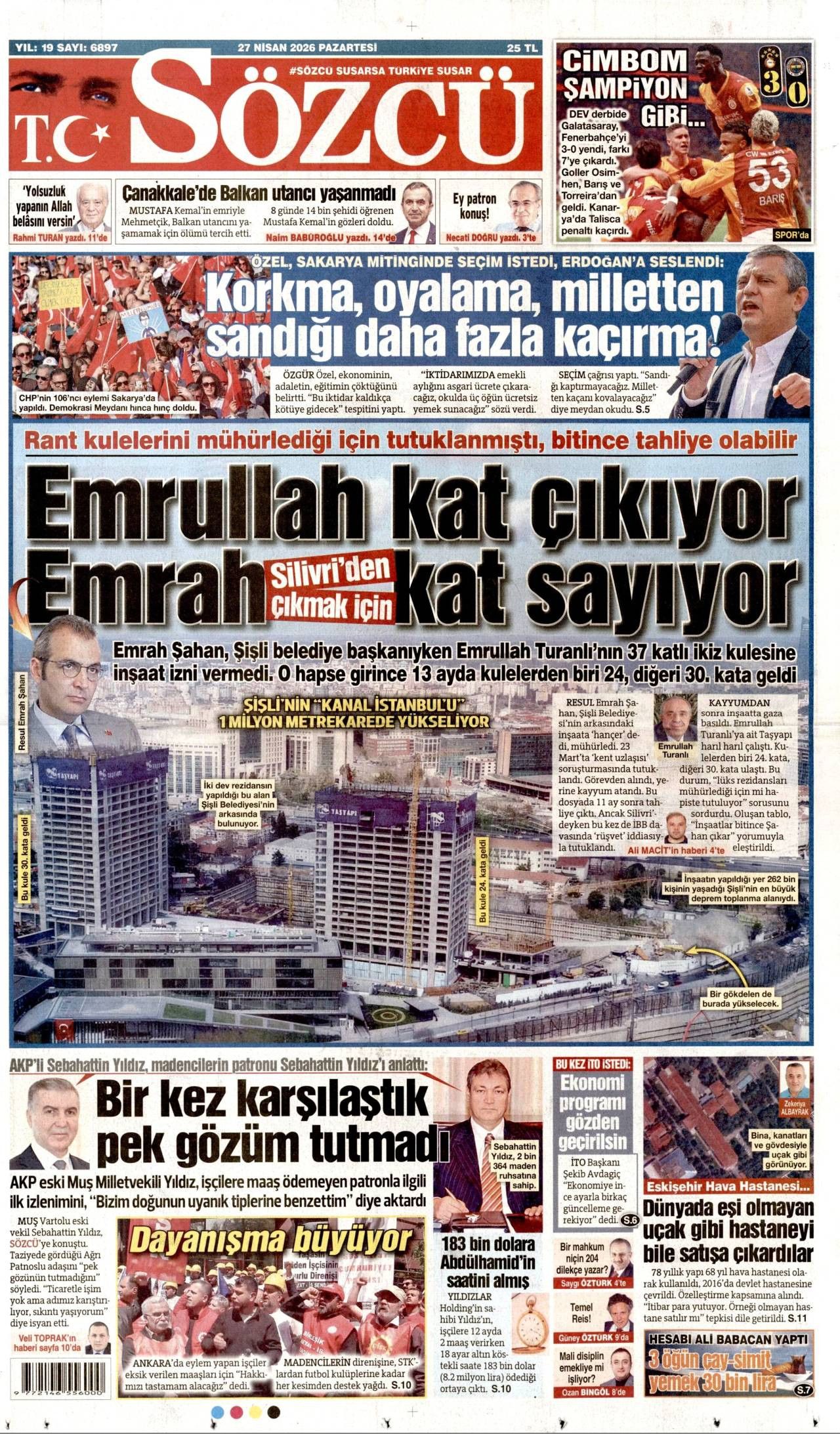Sözcü Gazetesi Gazete Manşeti