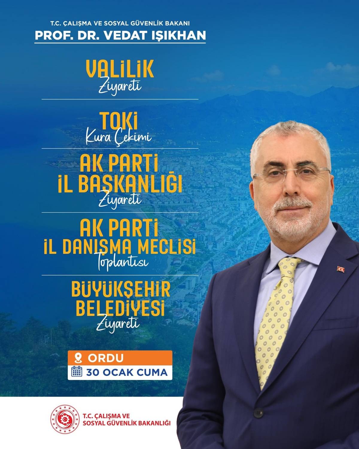 Bakan Vedat Işıkhan Ordu’da: Programda Sürpriz Değişiklik