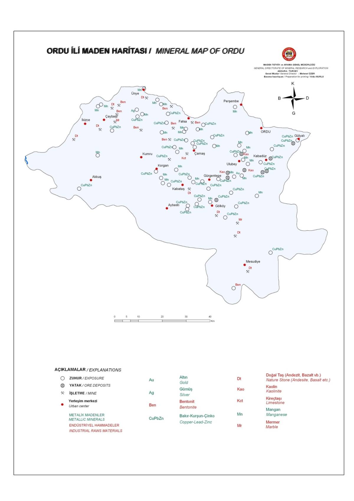 MTA Ordu’nun Güncel Maden Haritasını Yayımladı: Hangi İlçede Ne Var?