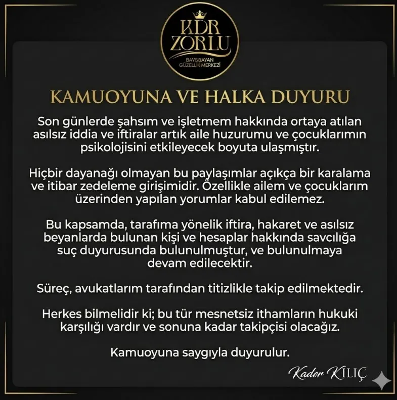 Zorlu Güzellik Salonu Sahibi Kader Kılıç: İftira ve Yalan, Suç Duyurusunda Bulunduk!