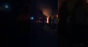 Fındık yüklü kamyon yandı