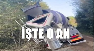 Beton mikseri uçuruma yuvarlandı